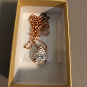Rose gold crystal pendant necklace
